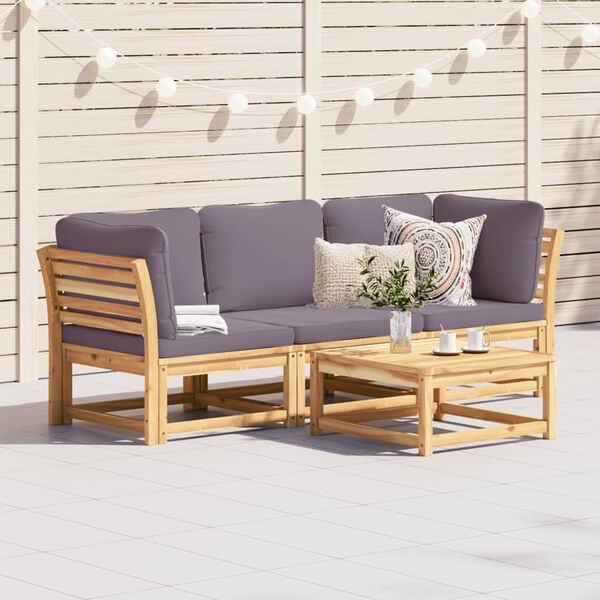 vidaXL 3 pcs conjunto lounge de jardim c/ almofadões acácia maciça
