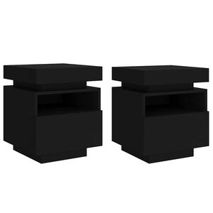 vidaXL Mesas de cabeceira c/ luzes LED 2 pcs 40x39x48,5 cm preto