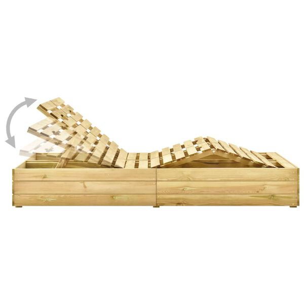 vidaXL Espregui&ccedil;adeira dupla c/ almofad&otilde;es cinza-acast. pinho impreg.