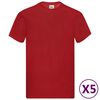 Fruit of the Loom T-shirts originais 5 pcs algodão M vermelho