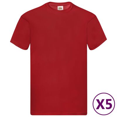 Fruit of the Loom T-shirts originais 5 pcs algodão M vermelho