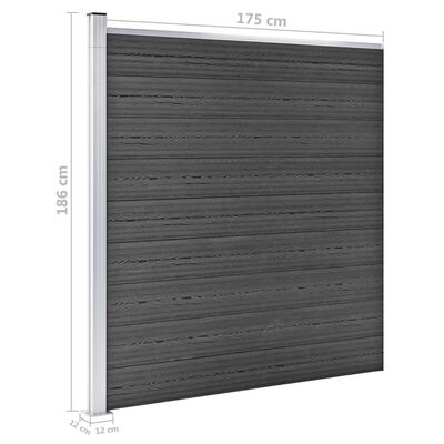 vidaXL Conjunto de painel de vedação WPC 1045x186 cm preto