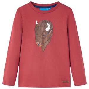 T-shirt de manga comprida para crian&ccedil;a vermelho queimado 116