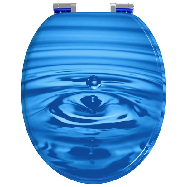 vidaXL Assento de Vaso Sanit&aacute;rio Gota Azul 44 x 38 cm Placa de MDF
