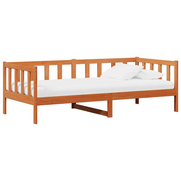 vidaXL Cama de Dia com colch&atilde;o Marron Cera e Branco 90 x 200 cm