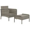 vidaXL 2 pcs conjunto lounge de jardim c/ almofadões vime PE cinzento