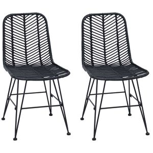 vidaXL Cadeira de jantar 2 unid. Rattan e Ferro Preto