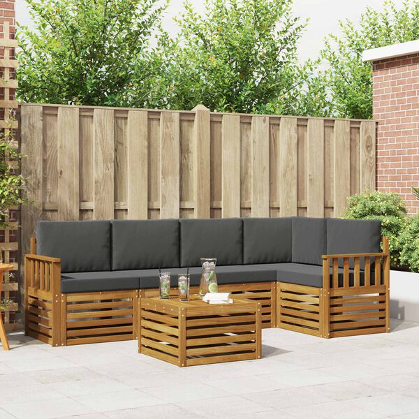 vidaXL Conjuntos de sof&aacute;s com almofada 6 pcs Natural e Antracite