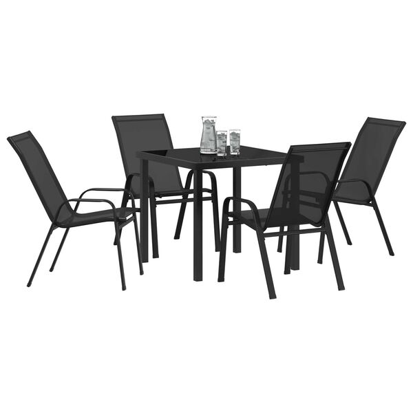 vidaXL Conjunto de Jantar para Jardim 5 pcs Preto