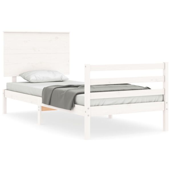 vidaXL Estrutura de cama com cabeceira 90x200 cm madeira maci&ccedil;a