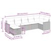 vidaXL 7 pcs conjunto sof&aacute;s p/ jardim c/ almofad&otilde;es vime PE cinzento