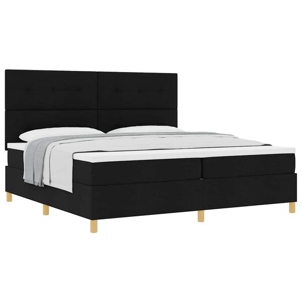 vidaXL Cama Box com colchão com cabeceira Preto 200 x 200 cm tecido