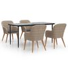 vidaXL 5 pcs conjunto de jantar p/ jardim c/ almofad&otilde;es castanho