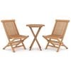 vidaXL 3 pcs conjunto de jantar para jardim madeira de teca maci&ccedil;a