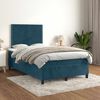 vidaXL Cama boxspring com colch&atilde;o 120x200 cm veludo azul-escuro