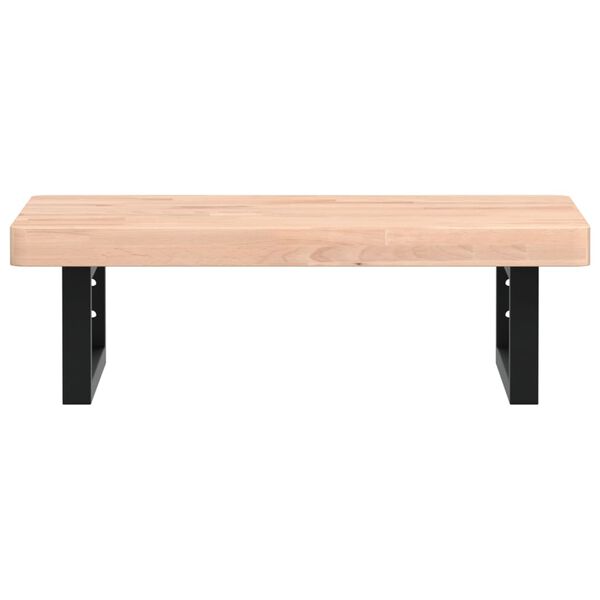 vidaXL Prateleira de parede p/ lavat&oacute;rio a&ccedil;o/madeira de faia maci&ccedil;a