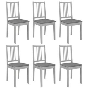 vidaXL Cadeiras de jantar com almofad&otilde;es 6 pcs madeira maci&ccedil;a cinzento