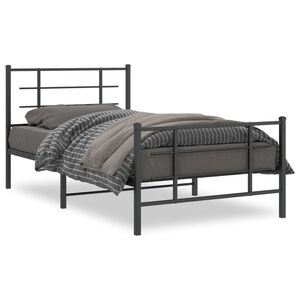 vidaXL Estrutura de cama com cabeceira e p&eacute;s 100x190 cm metal preto