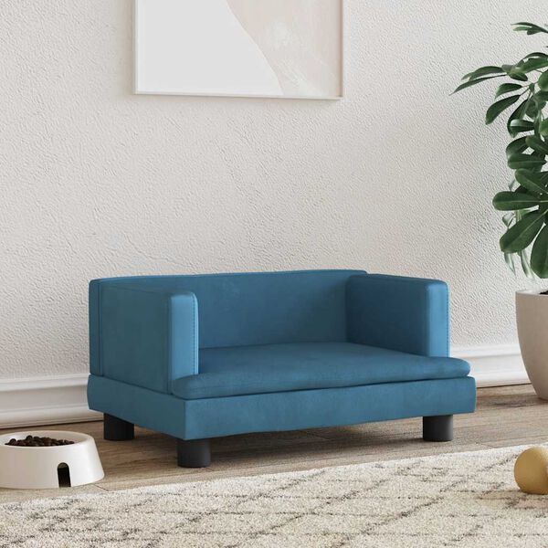 vidaXL Cama para cães 60x40x30 cm veludo azul