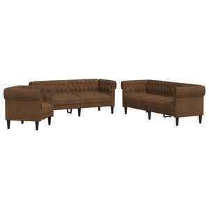 vidaXL 3 pcs conjunto de sof&aacute;s tecido castanho