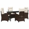vidaXL Conjunto de Jantar para Jardim 5 unid. Castanho vime PE