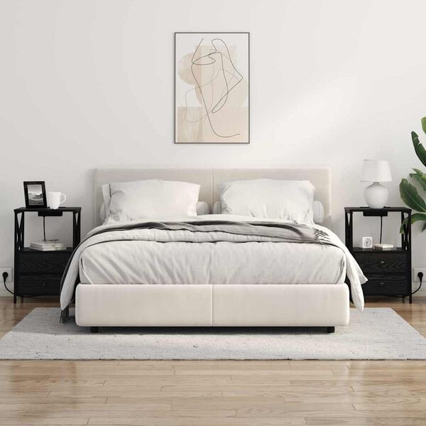 vidaXL Arm&aacute;rio de Cabeceira com gaveta Carvalho Preto 40 x 31 x 60 cm