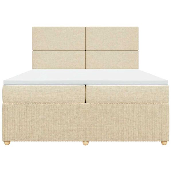 vidaXL Cama com molas/colch&atilde;o 200x200 cm tecido cor creme