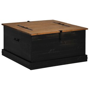 vidaXL Caixa de arruma&ccedil;&atilde;o HALDEN 91x91x47 cm pinho maci&ccedil;o preto