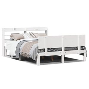 vidaXL Estrutura de cama c/ cabeceira sem colch&atilde;o 120x200 cm branco