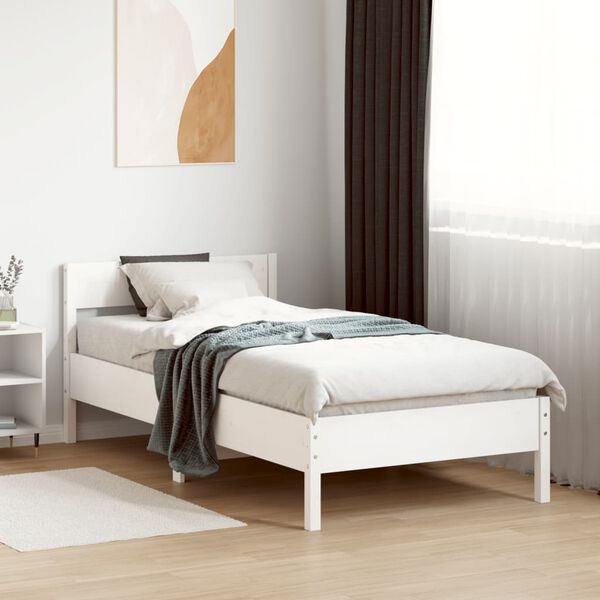 vidaXL Cama sem colch&atilde;o 90x200 cm madeira de pinho maci&ccedil;a branco