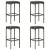 vidaXL 5 pcs conjunto de bar p/ jardim c/ almofad&otilde;es vime PE cinzento
