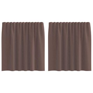 vidaXL Cortinas de voile com aba 2 pcs castanho