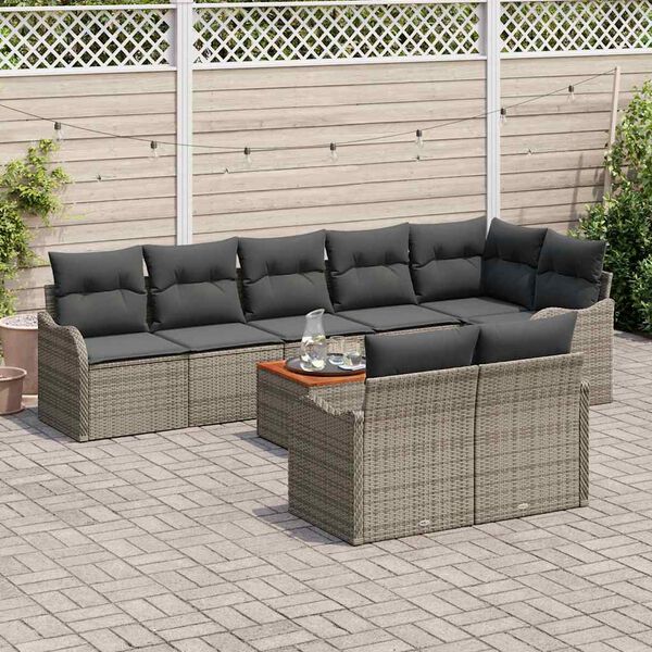 vidaXL Conjunto de Sofá de Jardim 9 pcs Cinzeto