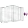 vidaXL Cestos gabi&atilde;o arqueados 2pcs 200x50x120/140cm ferro galvanizado