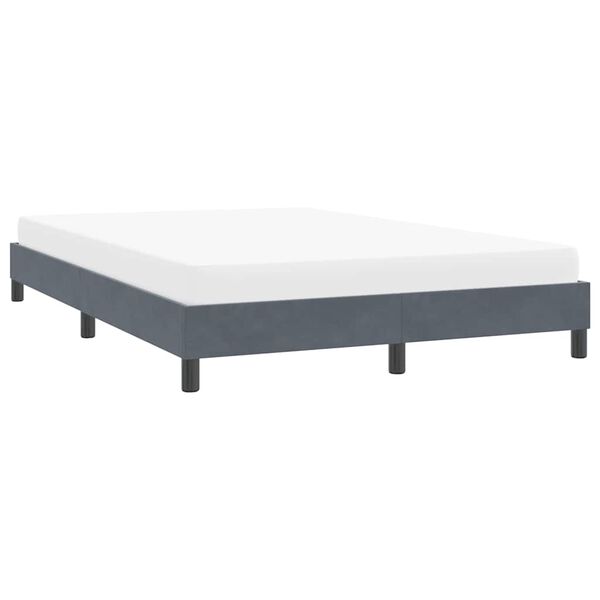 vidaXL Estrutura de cama sem colch&atilde;o 140x220 cm veludo cinzento-escuro