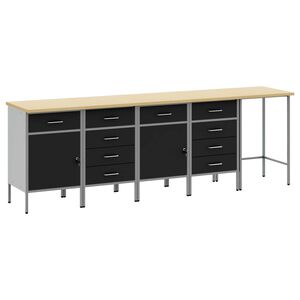 vidaXL Conjunto de Arm&aacute;rios de Trabalho Manual 5 unid. Preto e Cinza