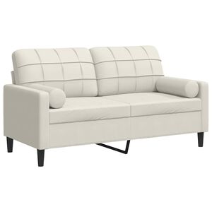 vidaXL Sof&aacute; 2 lugares c/ almofadas decorativas 140 cm veludo creme
