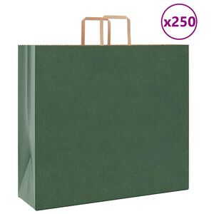 vidaXL Sacos de papel 250 unid com al&ccedil;as verde 54x15x49 cm