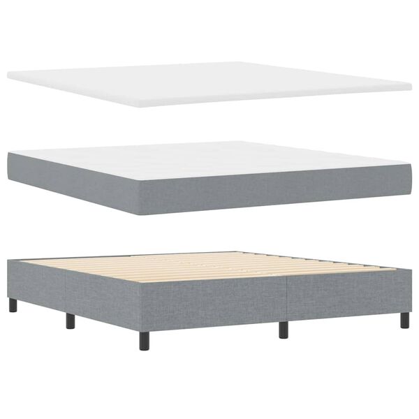 vidaXL Cama Box com colch&atilde;o Cinzento-claro 180 x 200 cm tecido