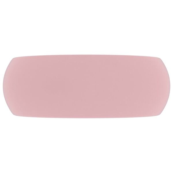 vidaXL Lavatório luxuoso redondo 40x15 cm cerâmica rosa mate
