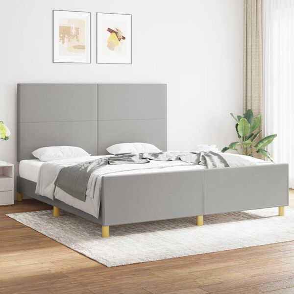 vidaXL Estrutura de cama sem colch&atilde;o 180x200 cm tecido cinzento-claro