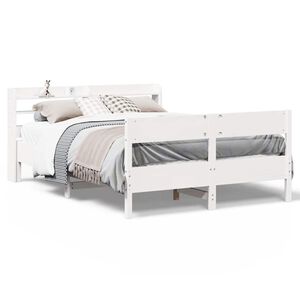 vidaXL Cama sem colch&atilde;o 120x190 cm madeira de pinho maci&ccedil;a branco