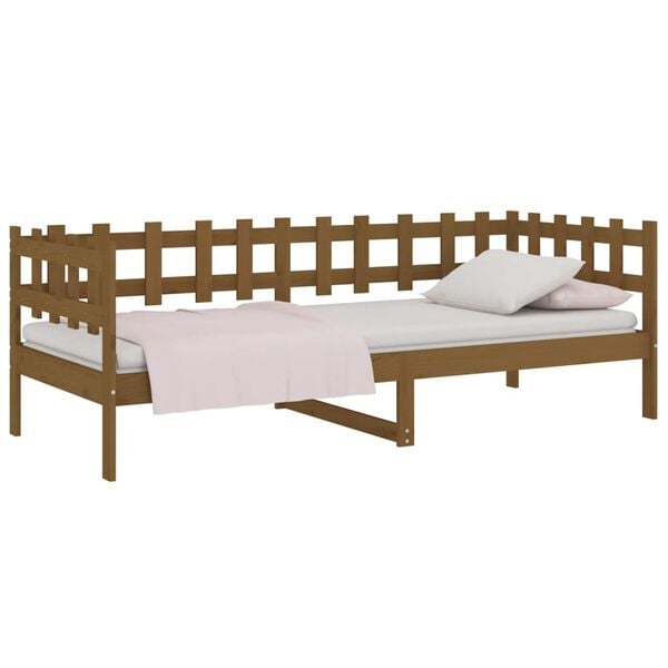 vidaXL Sof&aacute;-cama 90x200 cm madeira de pinho maci&ccedil;a castanho mel