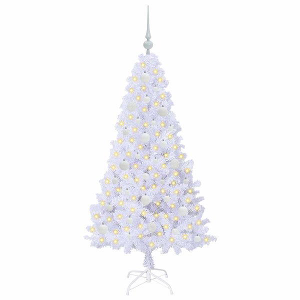vidaXL &Aacute;rvore de Natal Artificial com 150 LEDs Branco 150 cm PVC e A&ccedil;o