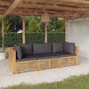 vidaXL 3 pcs conjunto lounge jardim c/ almofad&otilde;es madeira teca maci&ccedil;a