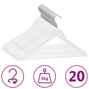 vidaXL 20 pcs conjunto de cabides antiderrapantes madeira branco