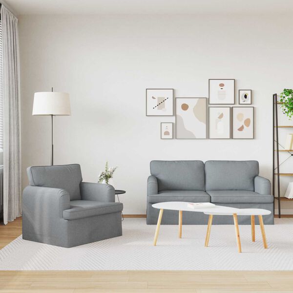 vidaXL Sof&aacute; 2 pcs Cinzento-claro