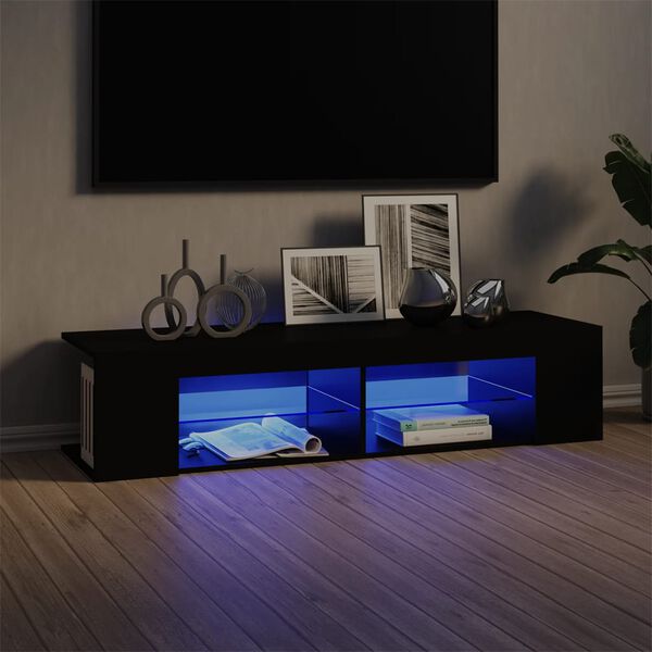 vidaXL M&oacute;vel de TV com luzes LED 135x39x30 cm preto