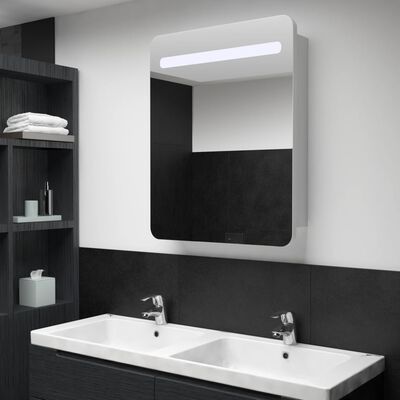vidaXL Armário espelhado para casa de banho com LED 60x11x80 cm
