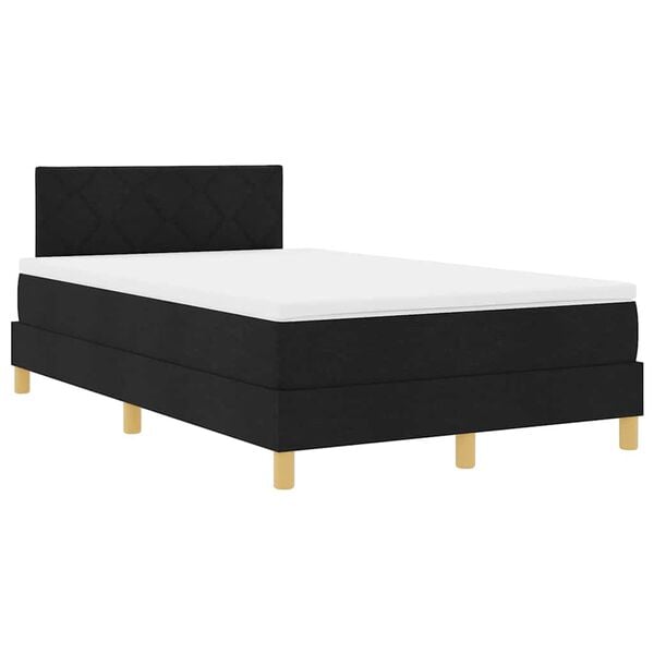 vidaXL Cama Box Spring LED com colch&atilde;o Preto 120 x 190 cm tecido